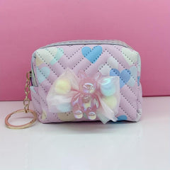 Resin Doll Mesh Decor Makeup Bag PU Leather Pouch