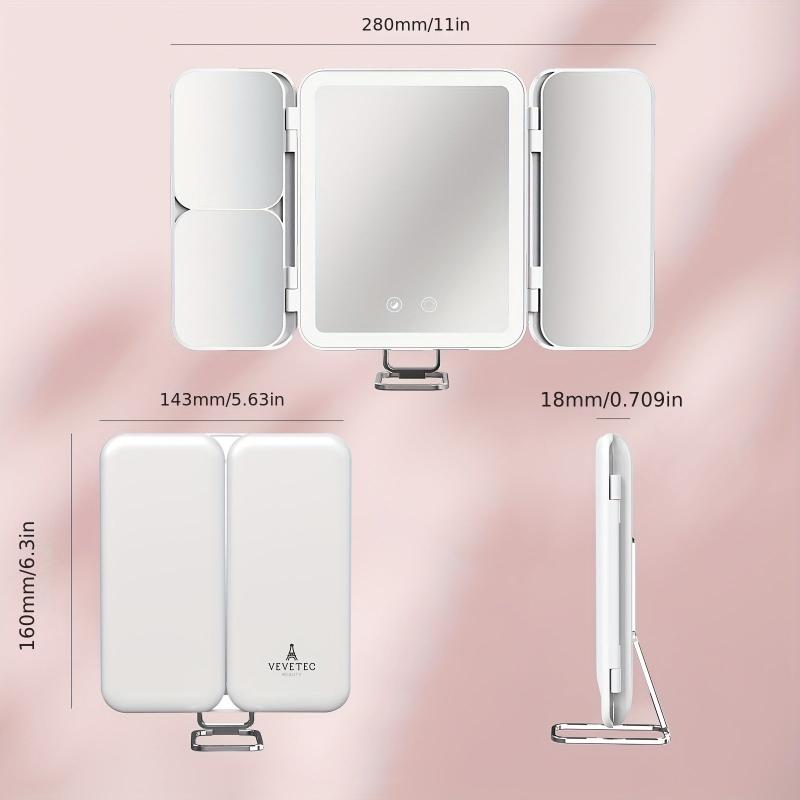 Rechargeable Lighted Makeup Mirror LED Vanity Mirror 1X 3X 7X Magnification