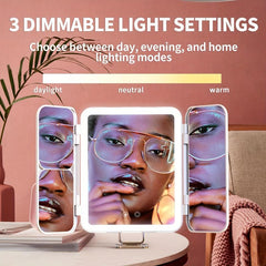 Rechargeable Lighted Makeup Mirror LED Vanity Mirror 1X 3X 7X Magnification