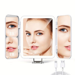 Rechargeable Lighted Makeup Mirror LED Vanity Mirror 1X 3X 7X Magnification