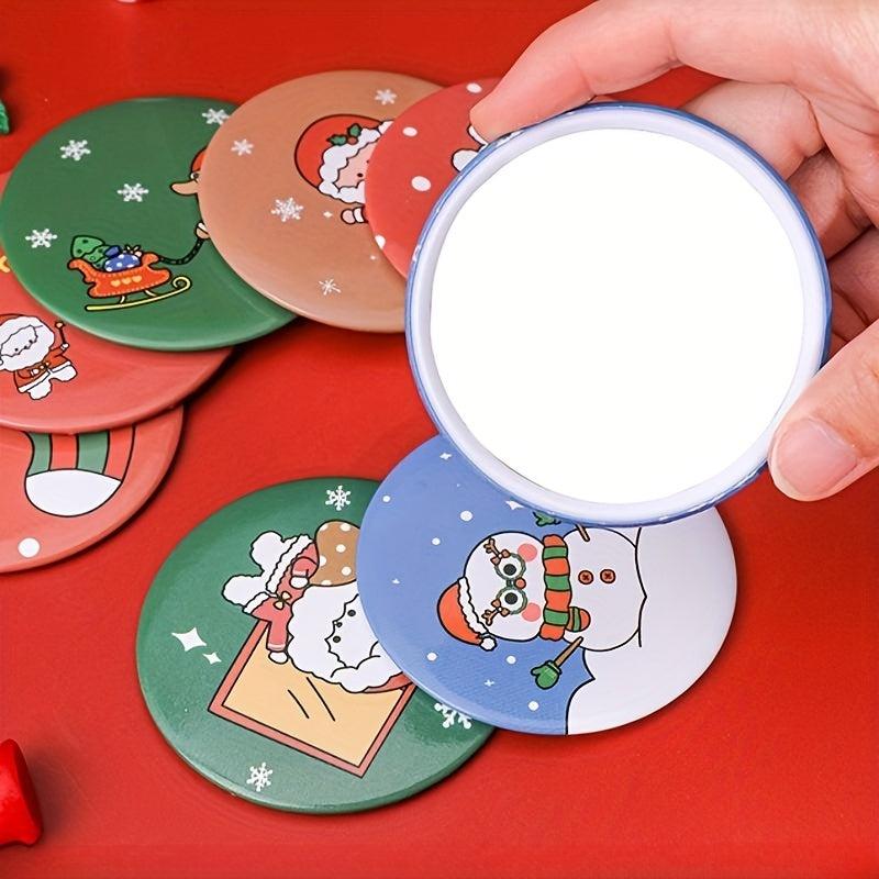 Christmas Theme Round Mirror Pocket Size Makeup Mirror for Travel