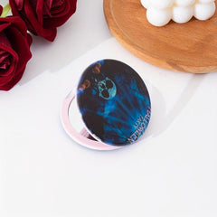 Skull & Pumpkin Pattern Compact Mirror Double Side Round Pocket Mirror