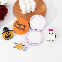 Skull & Letter Pattern Compact Mirror Double Side Folding Makeup Mirror