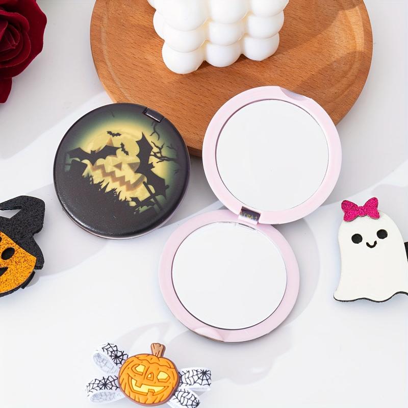 Pumpkin & Bat Pattern Makeup Mirror Double Side Folding Mirror