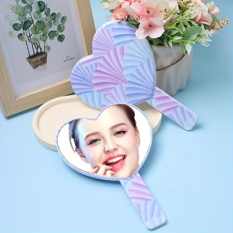 Heart Shape Hand Mirror Cosmetic Touch up Mirror Portable Makeup Mirror