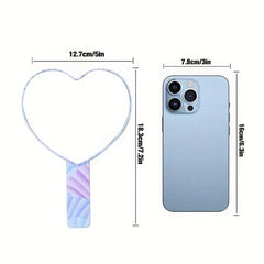 Heart Shape Hand Mirror Cosmetic Touch up Mirror Portable Makeup Mirror