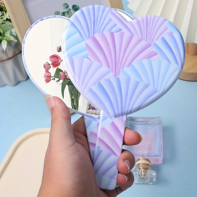 Heart Shape Hand Mirror Cosmetic Touch up Mirror Portable Makeup Mirror