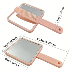 Vanity Makeup Mirror Comb Set Hair Brush Portable Hair Groomer Comb Gift