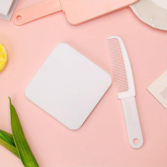 Vanity Makeup Mirror Comb Set Hair Brush Portable Hair Groomer Comb Gift