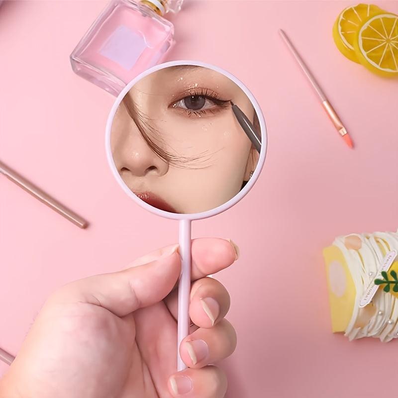 Round Hand Mirror Lightweight Hand Held Mirror Small Portable Beauty Mirror