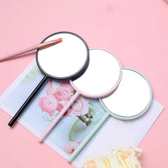 Round Hand Mirror Lightweight Hand Held Mirror Small Portable Beauty Mirror