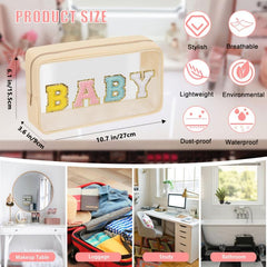 Chenille Letter Clear Makeup Bags Pouch Preppy Patch Makeup Bag