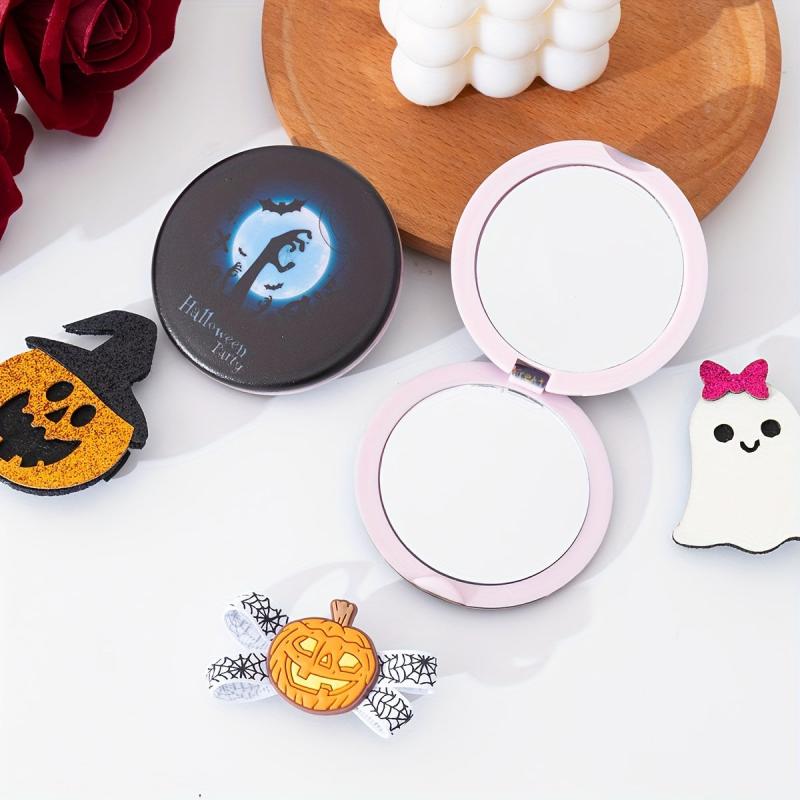 Spider Web & Bats Makeup Mirror Double Side Folding Vanity Hand Mirror