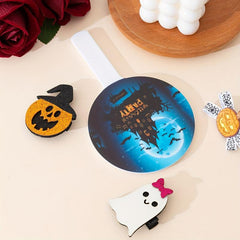 Castle & Bat Pattern Hand Mirror Small Round Vanity Mirror