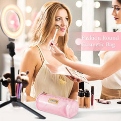 Zipper Makeup Bag Brush Holder Organizer Roomy Toiletry Bag for Women