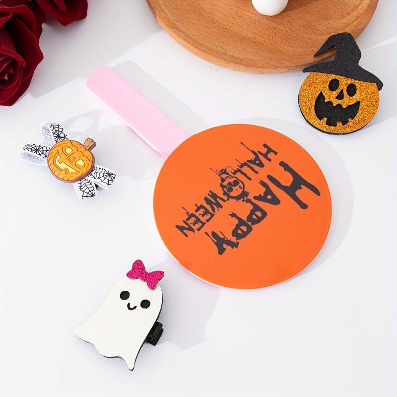 Skull Pattern Hand Mirror Cartoon Style Single Sided Vanity Mirror