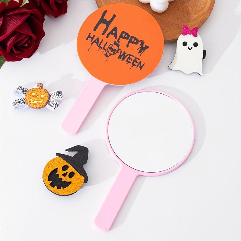 Skull Pattern Hand Mirror Cartoon Style Single Sided Vanity Mirror