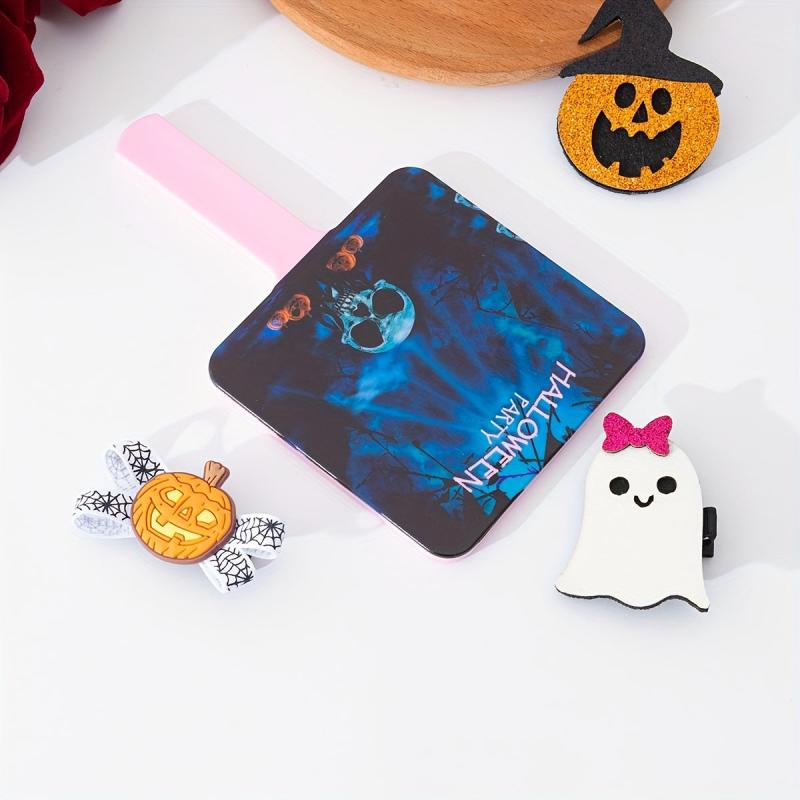 Pumpkin & Skull Pattern Hand Mirror Halloween Gift