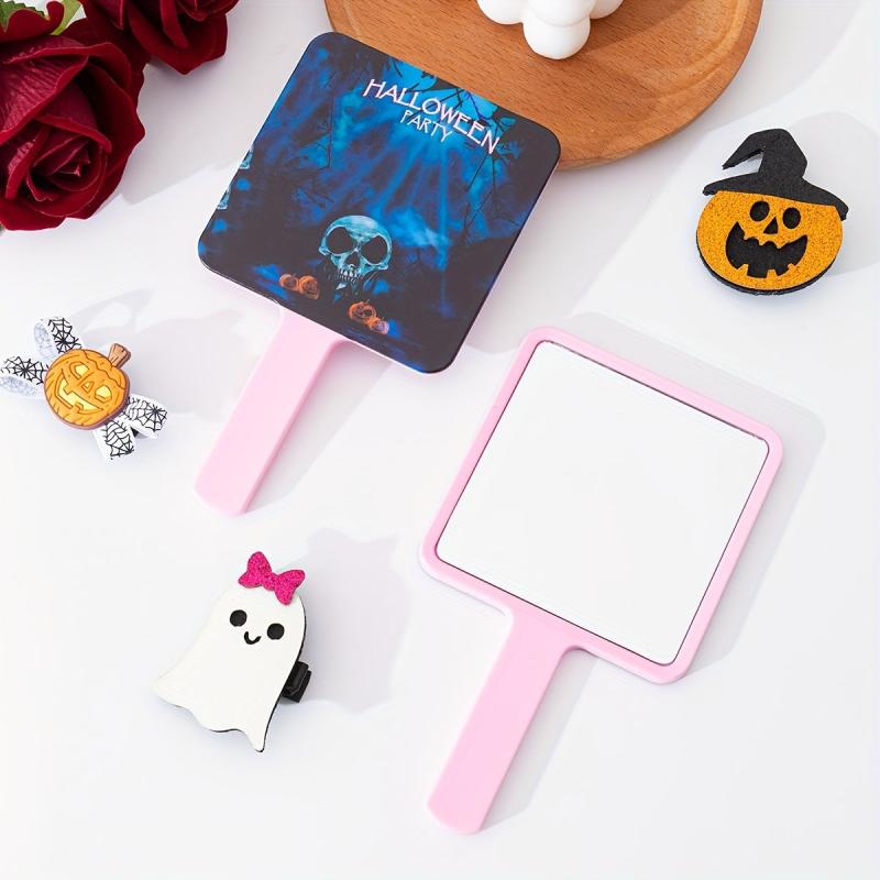 Pumpkin & Skull Pattern Hand Mirror Halloween Gift