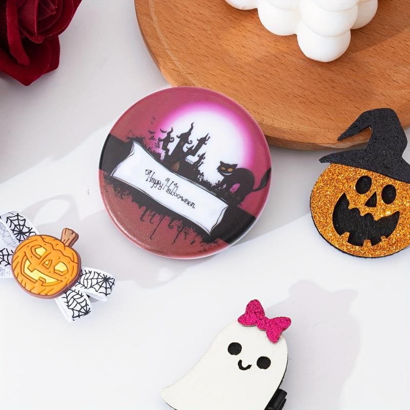 Cat & Bat Pattern Compact Mirror Double Side Folding Makeup Mirror