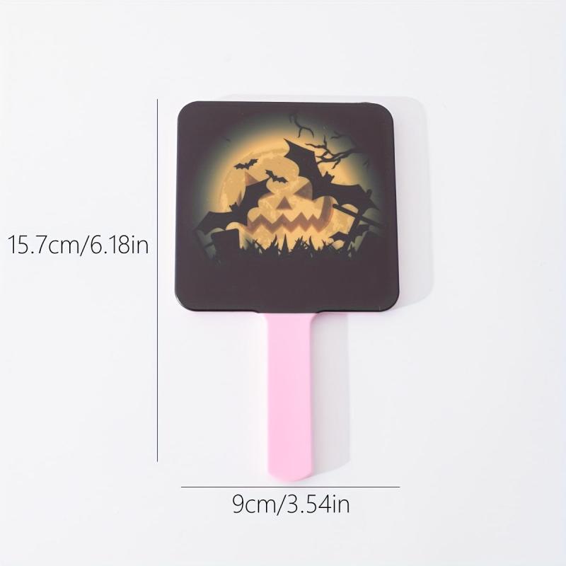 Bat & Pumpkin Pattern Hand Mirror - Halloween Gift