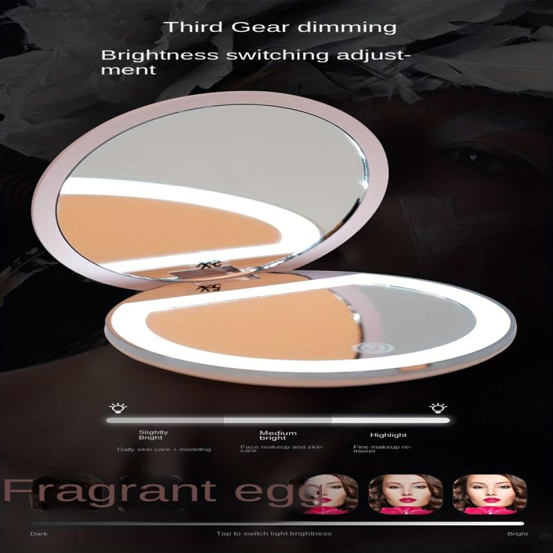LED Lighted Travel Makeup Mirror 5x 1x Magnifying 3 Light Settings