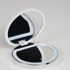 LED Lighted Travel Makeup Mirror 5x 1x Magnifying 3 Light Settings