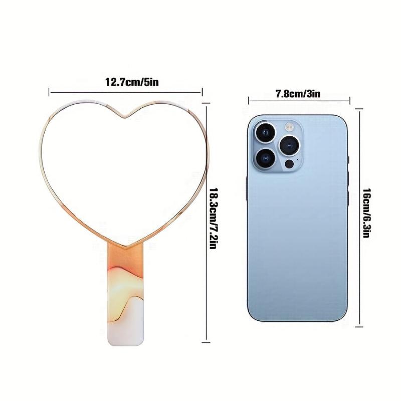 Stars Pattern Hand Mirror Cosmetic Touch up Mirror Heart Shape Makeup Mirror