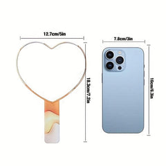 Stars Pattern Hand Mirror Cosmetic Touch up Mirror Heart Shape Makeup Mirror