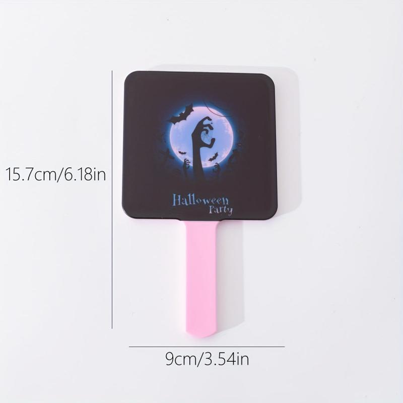 Halloween Bat & Cobweb Pattern Hand Mirror - Cartoon Style Vanity Mirror