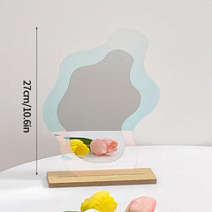 Nordic Style Acrylic Decorative Mirror with Wooden Base