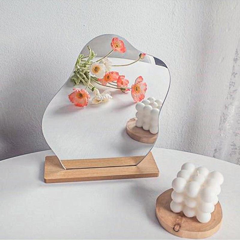 Nordic Style Acrylic Decorative Mirror with Wooden Base