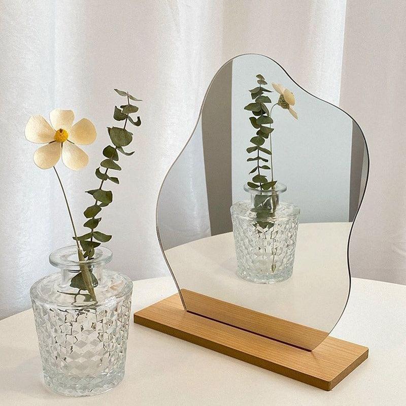 Nordic Style Acrylic Decorative Mirror with Wooden Base