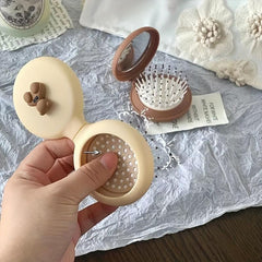 Cartoon Bear Hairbrush Mirror Set Airbag Massage Comb