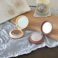 Cartoon Bear Hairbrush Mirror Set Airbag Massage Comb