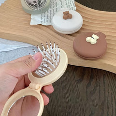 Cartoon Bear Hairbrush Mirror Set Airbag Massage Comb