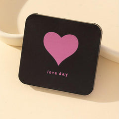 Heart Pattern Square Makeup Mirror Double Side Folding Beauty Mirror