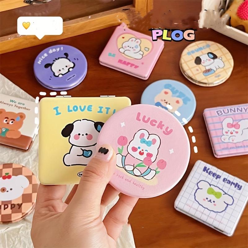 Animal & Letter Pattern Makeup Mirror Double Side Folding Vanity Mirror