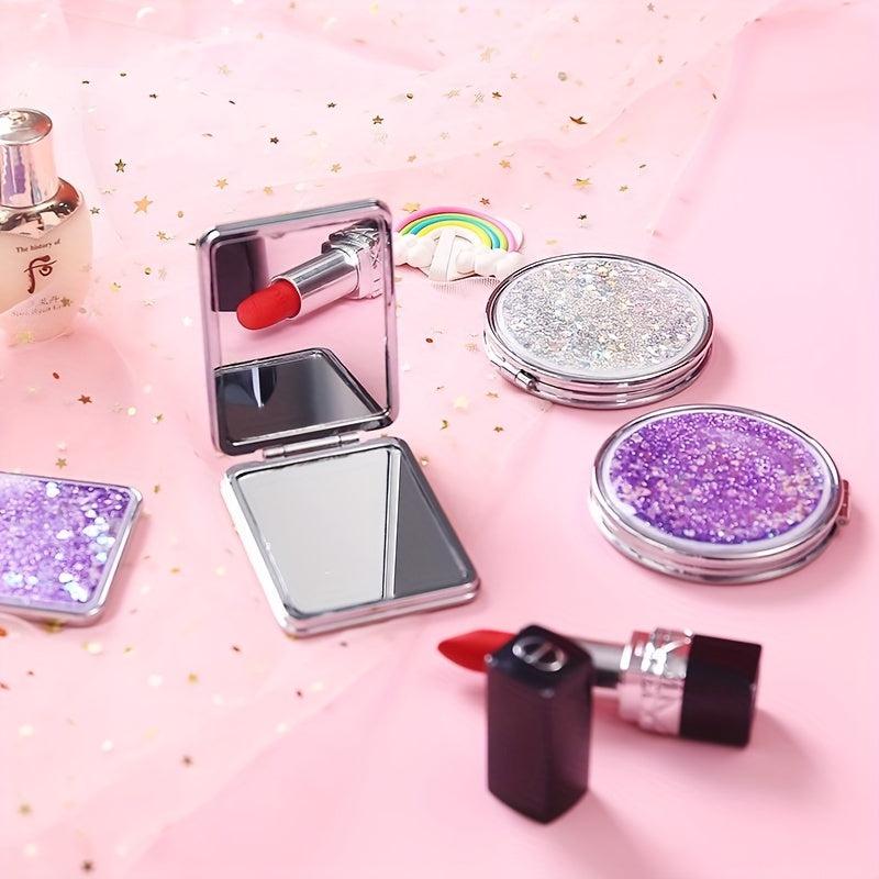 Quicksand Compact Folding Mirror Lip Pattern Double Sided Beauty Mirror