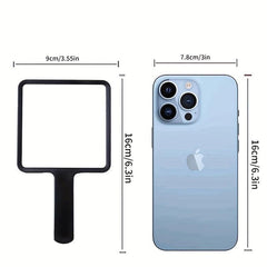Square Handheld Makeup Mirror with Handle for Shaving Salon