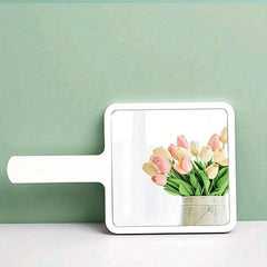 Square Handheld Makeup Mirror with Handle for Shaving Salon
