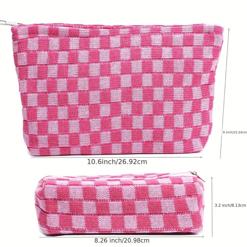 2-Piece Checkered Makeup Bag Set for Women