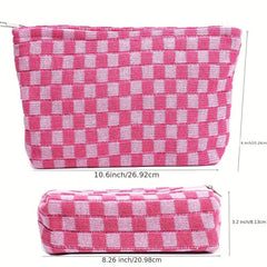 2-Piece Checkered Makeup Bag Set for Women