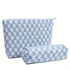 2-Piece Checkered Makeup Bag Set for Women