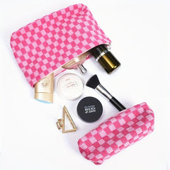 2-Piece Checkered Makeup Bag Set for Women