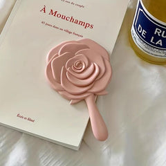 Rose Handheld Mirror Decorative Makeup Mirror with Handle for Travel