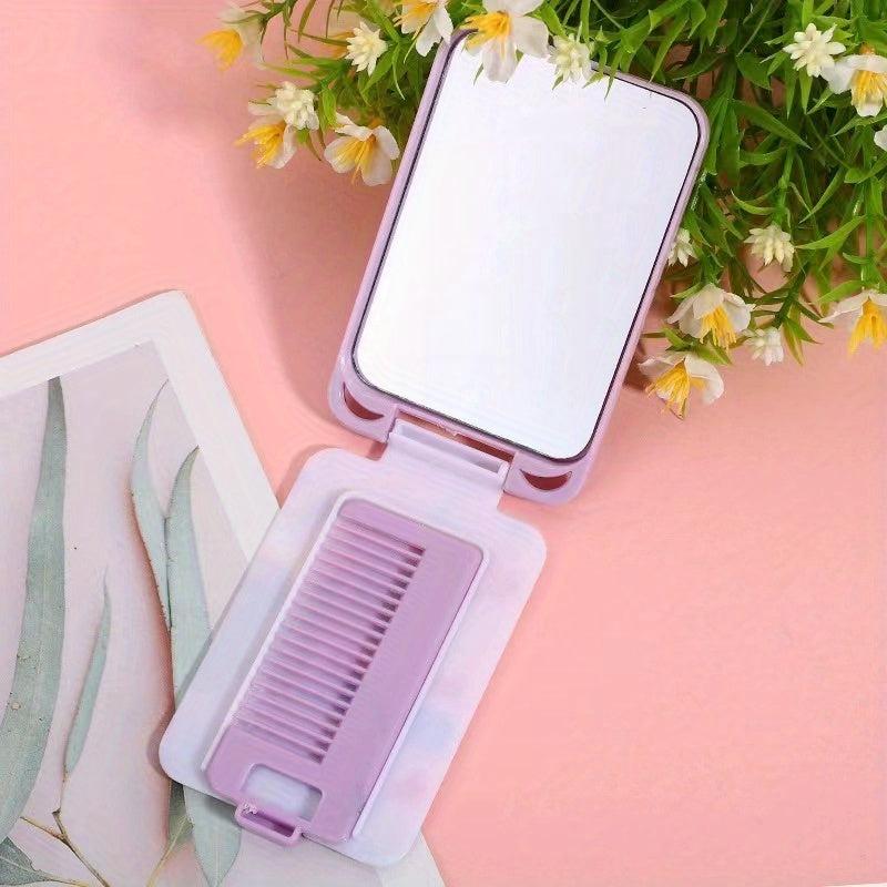 Mini Hair Brush With Mirror Folding Pocket Hair Brush Mini Comb