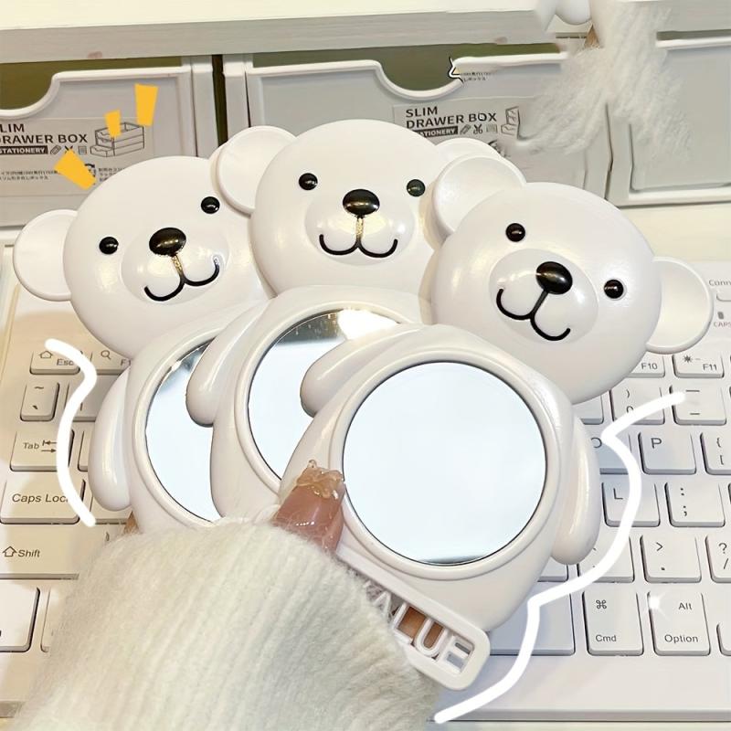 Bear Hand Mirror Small Travel Size Round Vanity Makeup Mirror