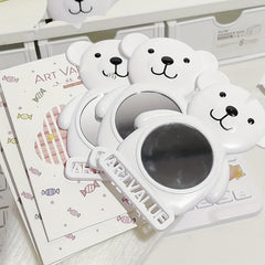Bear Hand Mirror Small Travel Size Round Vanity Makeup Mirror