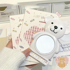 Bear Hand Mirror Small Travel Size Round Vanity Makeup Mirror